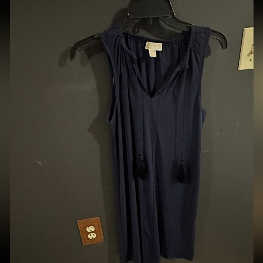 Michael Kors Tassel Sleeveless Shift Dress Size XS Navy Blue
